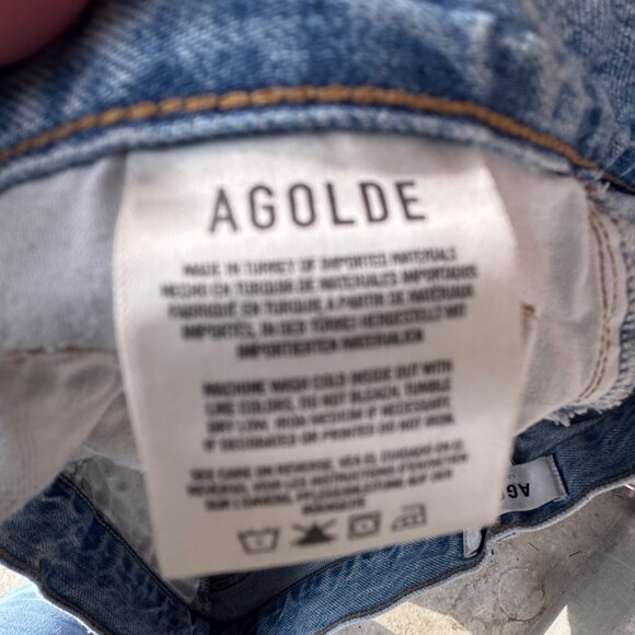 AGOLDE High Rise Straight Crop Jeans Size 30x26 Light Wash Button Fly Organic - Picture 7 of 10
